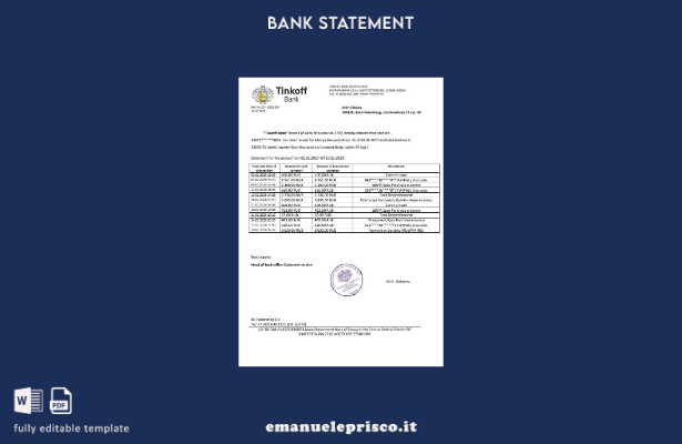 modello word di prova dell'indirizzo della banca Russia Tinkoff in stile verific